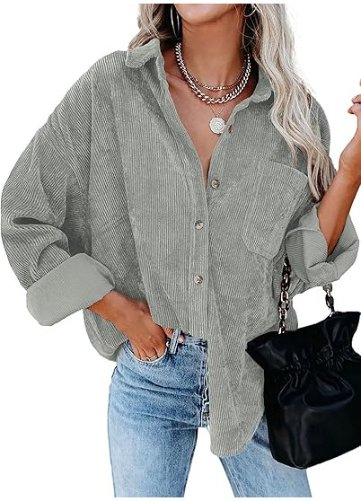 Camasa larga cu maneca lunga pentru femei gri L [1]