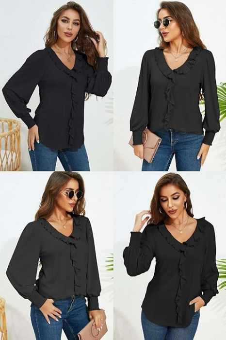 Bluza lejeră cu mânecă lunga pentru femei, crem S [2]