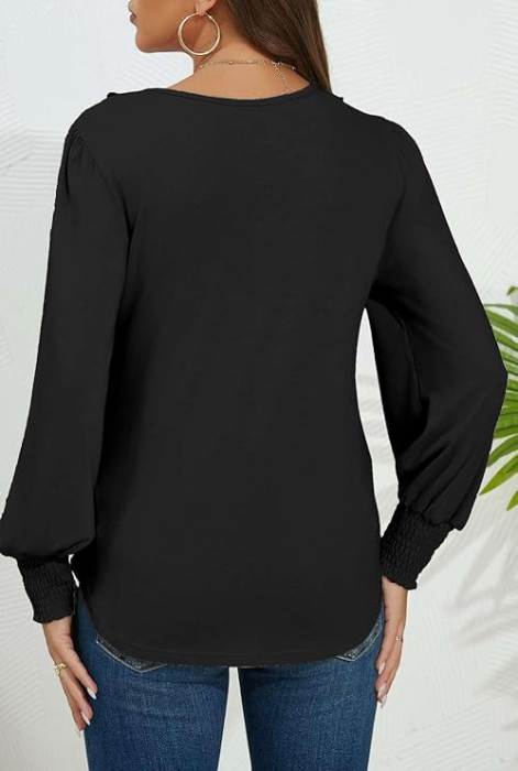 Bluza lejeră cu mânecă lunga pentru femei, crem M [4]