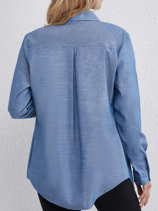 Cămașă lejeră cu mânecă lungă pentru femei marimea L albastru [2]