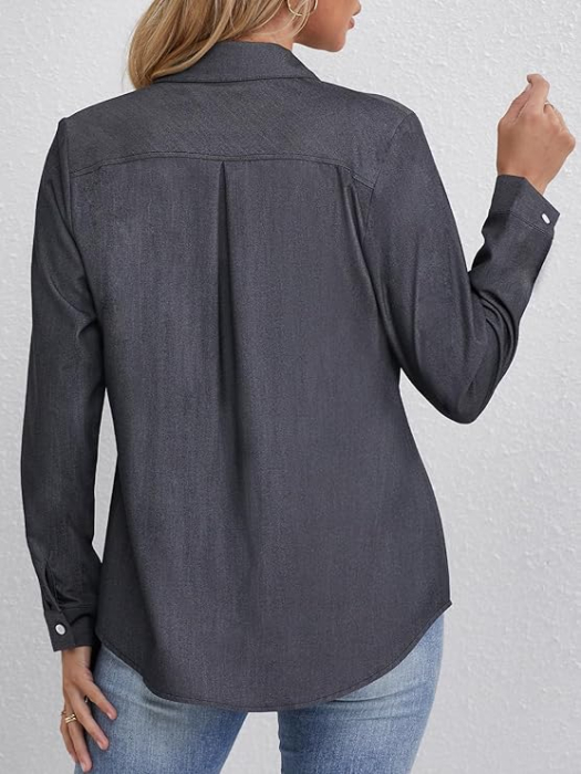 Cămașă lejeră cu mânecă lungă pentru femei marimea L gri [2]