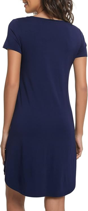 Camasa lejera de somn pentru femei, din material moale, albastru S [4]