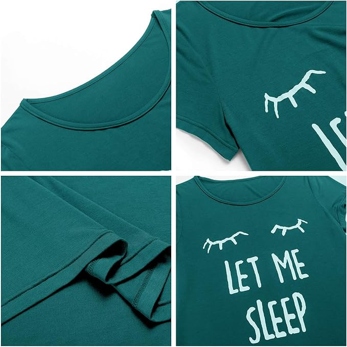 Camasa lejera de somn pentru femei, din material moale, verde S [6]