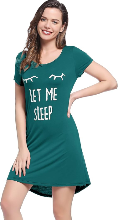 Camasa lejera de somn pentru femei, din material moale, verde S [3]