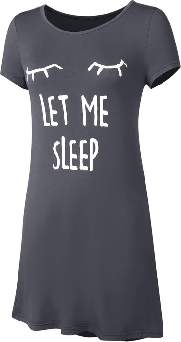 Camasa lejera de somn pentru femei, din material moale, gri S [6]