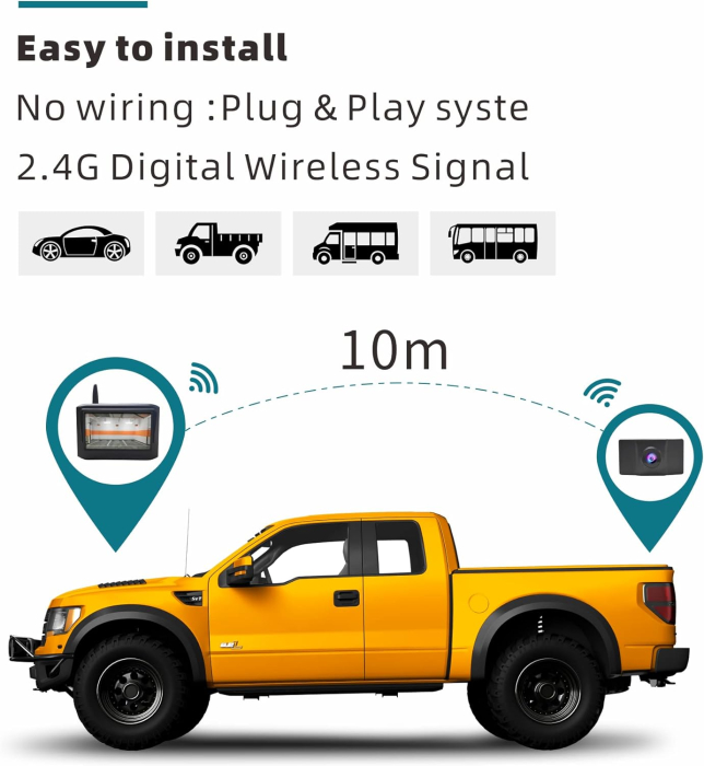 Cameră auto Wifi, Kit de monitorizare a camerei de marșarier, monitor de 4,3", vedere la 150° [2]