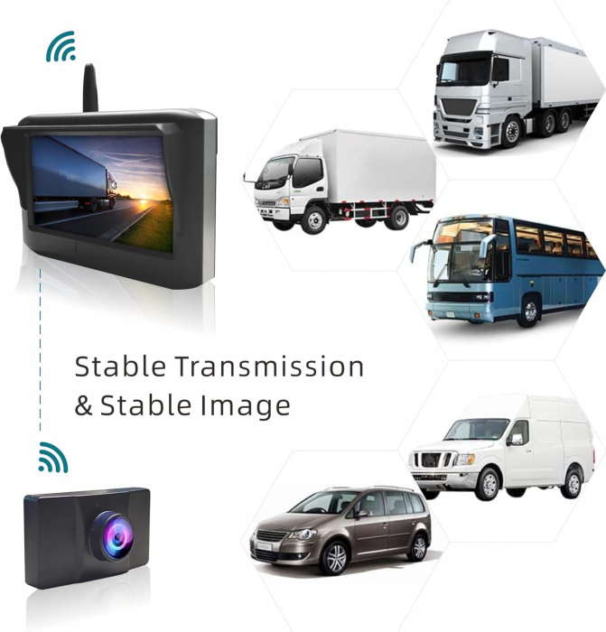 Cameră auto Wifi, Kit de monitorizare a camerei de marșarier, monitor de 4,3", vedere la 150° [6]