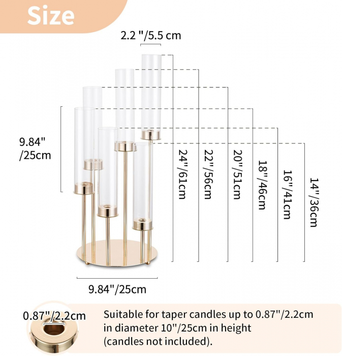 Candelabre aurite inalte pentru 6 lumanari, set 2 bucati [6]