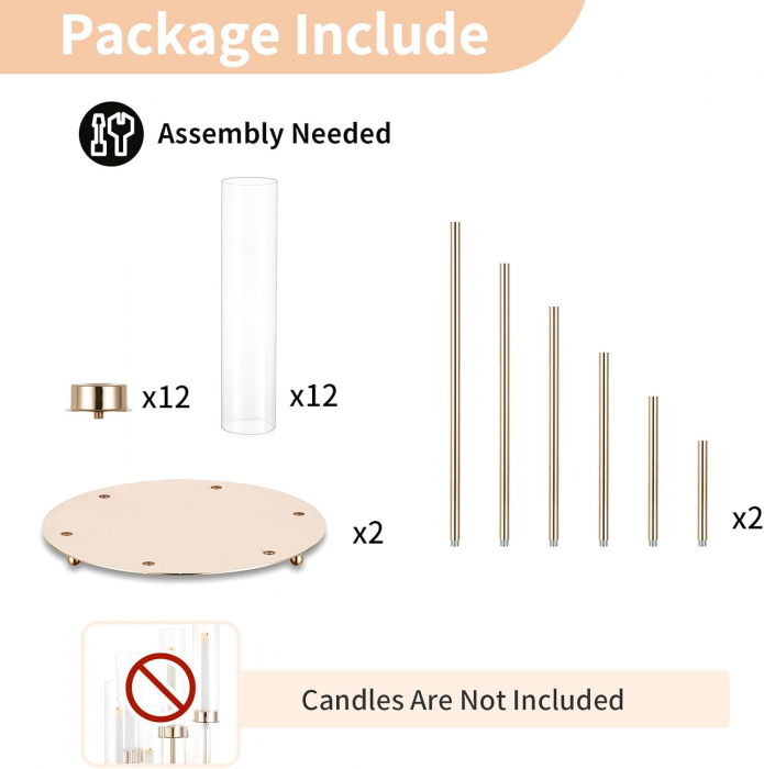 Candelabre aurite inalte pentru 6 lumanari, set 2 bucati [7]