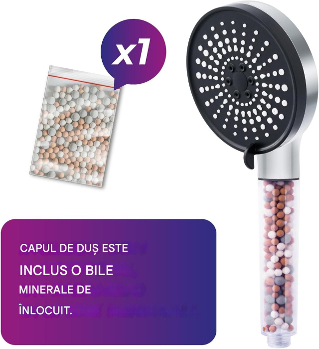 Cap de dus cu 5 moduri de pulverizare a apei, filtru anticalcar [5]
