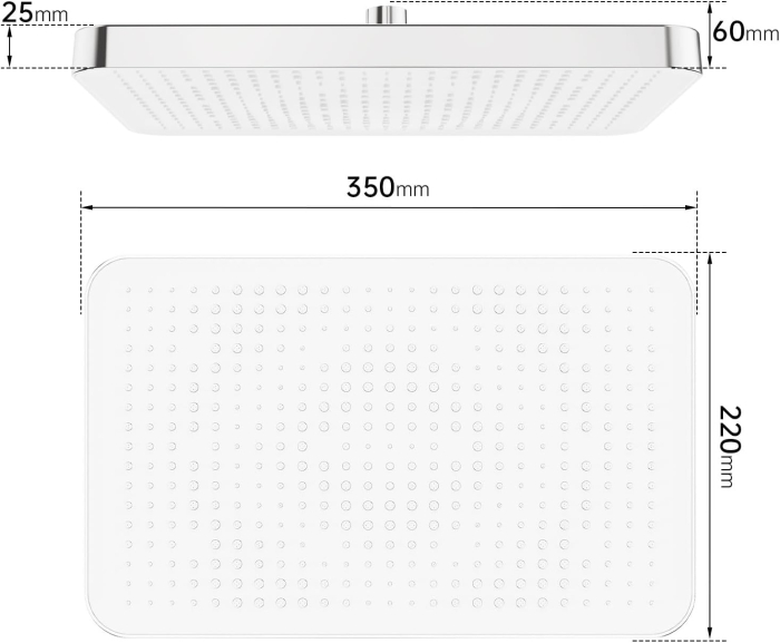 Cap de dus ploaie, tip palarie, 35x22 cm, cromat, 400 duze, rotire 360gr [2]