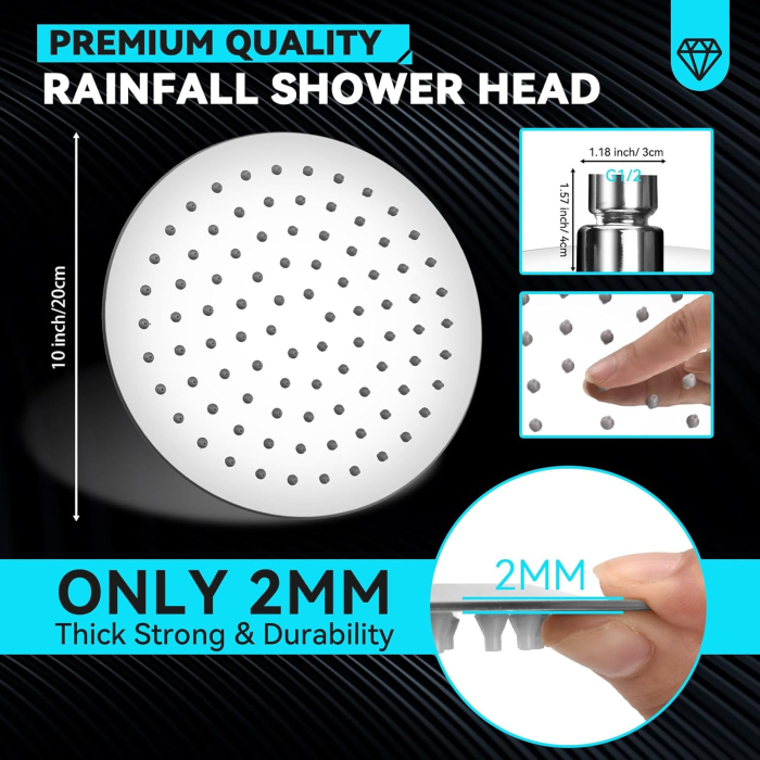 Cap de dus ploaie, tip palarie, 25x25 cm, cromat, 100 duze, rotire 360gr [2]