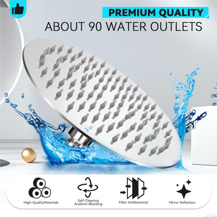 Cap de dus ploaie, tip palarie, 25x25 cm, cromat, 100 duze, rotire 360gr [3]