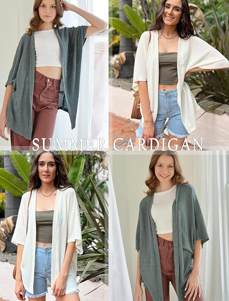 Cardigan albastru Damă STYLEWORD, Lejer, Mâneci 3/4, Stil Kimono, Fără Închidere, M [5]
