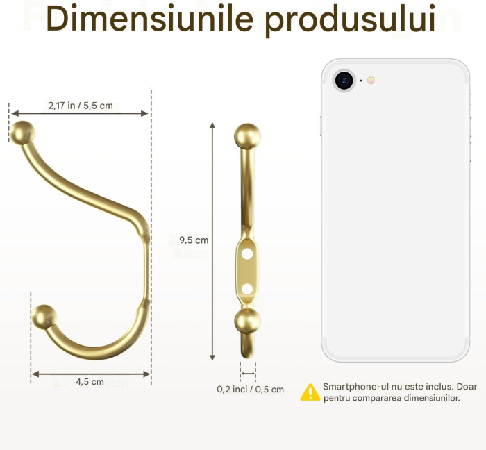 Carlige aurii din otel inoxidabil pentru baie, hol, bucatarie, 4 bucati cu accesorii [7]