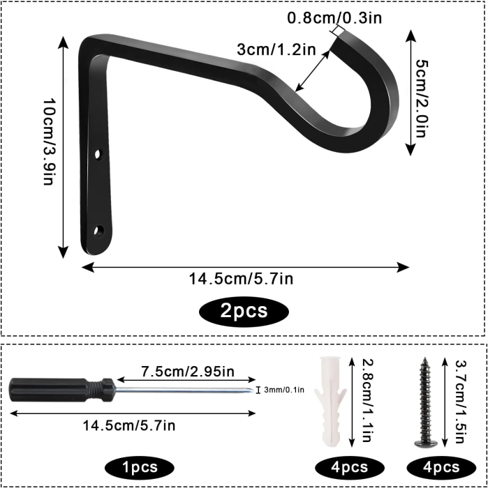 Carlige negre din otel inoxidabil pentru ghivece suspendate, set 2 bucati cu accesorii [2]
