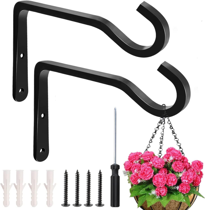 Carlige negre din otel inoxidabil pentru ghivece suspendate, set 2 bucati cu accesorii [1]