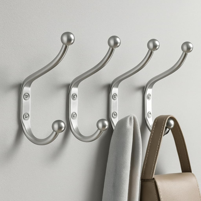 Carlige arginti din otel inoxidabil pentru baie, hol, bucatarie, 4 bucati cu accesorii [4]