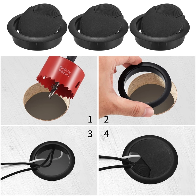 Carota pentru lemn si metal de 60mm cu 10 treceri negre de cabluri [5]