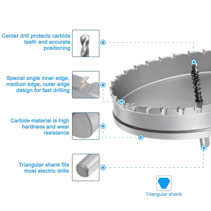 Carota pentru otel, plastic, fier, cupru, alamă 190 cm, tijă triunghiulară și două burghie [3]