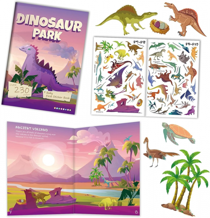 Carte cu 230 stickere cu diferite tipuri de dinozauri [1]