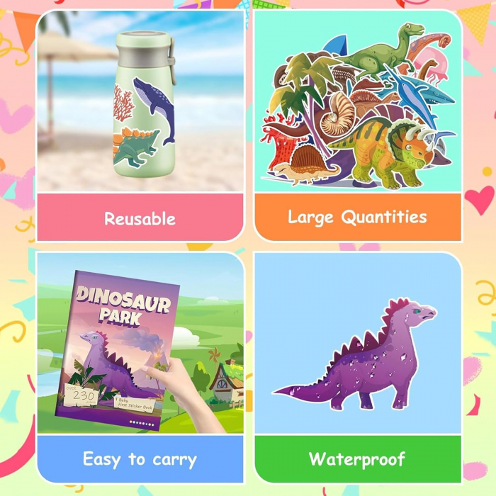 Carte cu 230 stickere cu diferite tipuri de dinozauri [6]