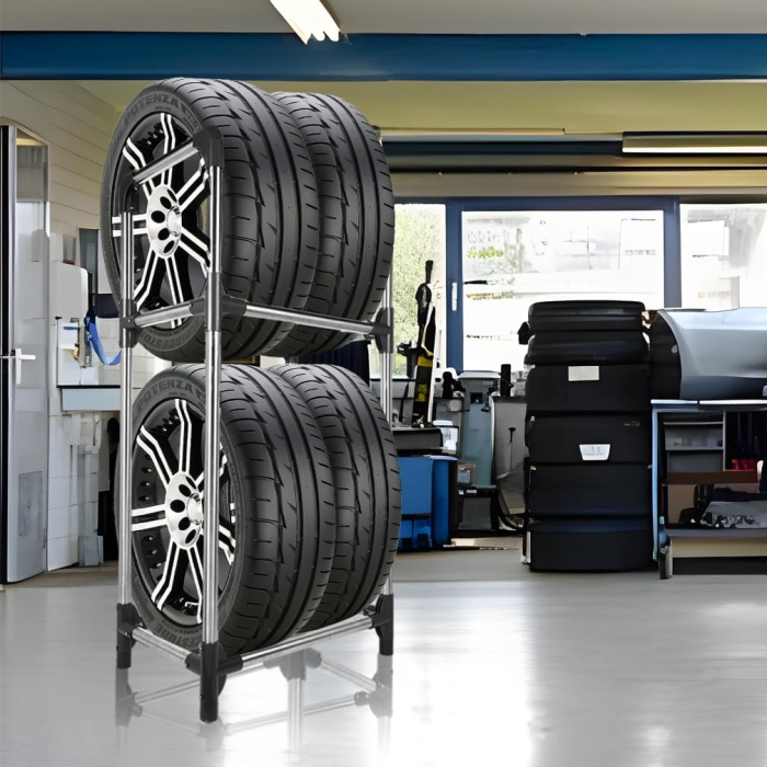 Raft demontabil pe 2 niveluri pentru depozitare 4 anvelope, 57.2x37.3x114.6cm [7]