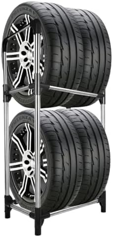 Raft demontabil pe 2 niveluri pentru depozitare 4 anvelope, 57.2x37.3x114.6cm [4]