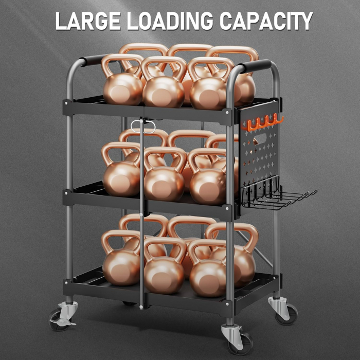 Carucior de lucru pliabil, 3 nivele, roti blocabile, maner ergonomic, accesorii [6]