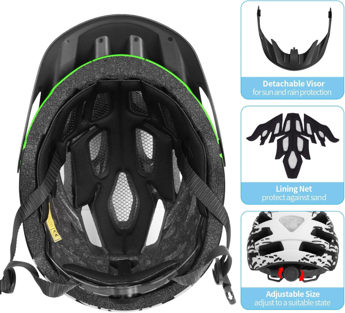 Cască Bicicletă TADPOLE, LED Spate, Vizieră Detașabilă, 57-61 cm [7]