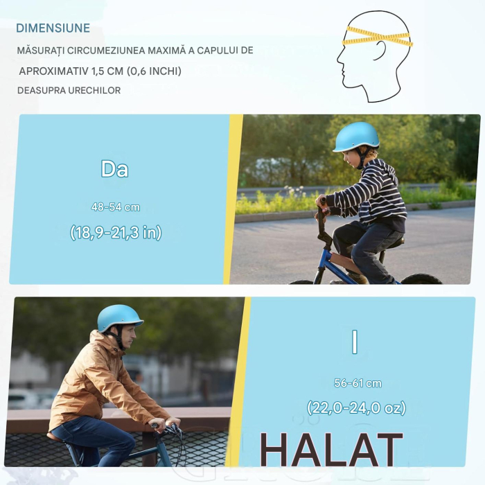 Casca de bicicletă pentru copii si bărbați, reglabilă, 7 canale de ventilație – albastru S [5]