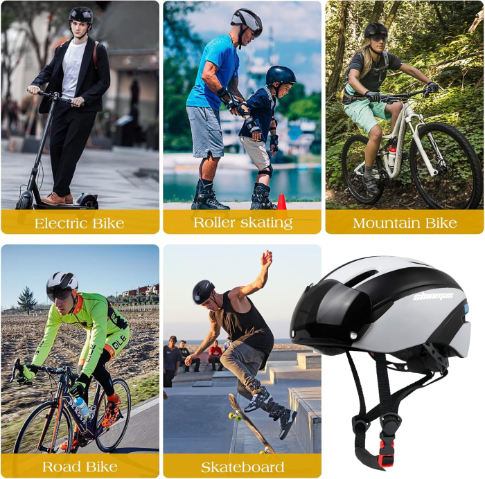 Cască Bicicletă pentru Adulți, MTB/Road, CE, Vizieră Magnetică Detașabilă UV400, Reglabilă 57-61 cm, 7 Ventilații, 230 g [8]