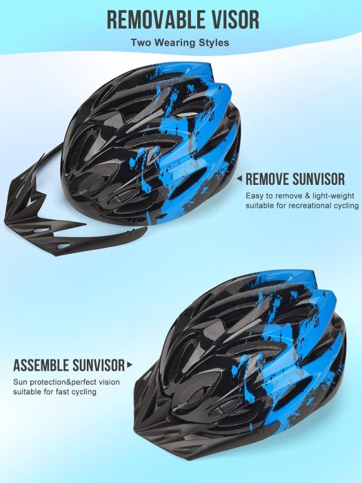 Casca de bicicletă pentru copii reglabilă, negru/albastru, marime M (54–59 cm) [2]