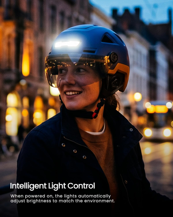 Casca crem de bicicletă pentru adulti, reglabilă, iluminata fata/spate, marime S-M [4]