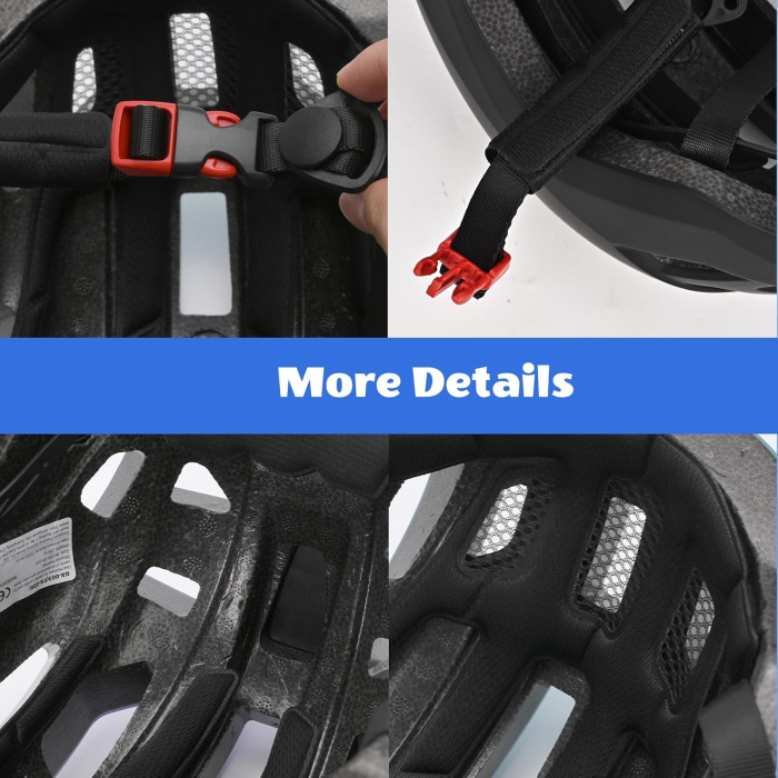 Cască neagra Bicicletă Copii LIRENGUI, Reglabilă, LED Spate Reîncărcabil, 9 Moduri, S  51-54 cm [16]