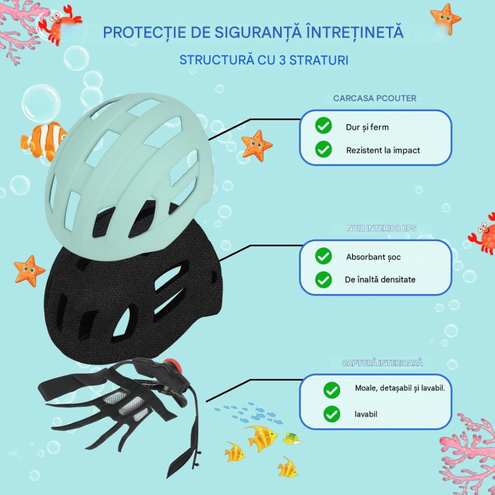 Cască Bicicletă Copii LIRENGUI, LED Spate Reîncărcabil, 19 Ventilații, Reglabilă, M, 55-58 cm [5]