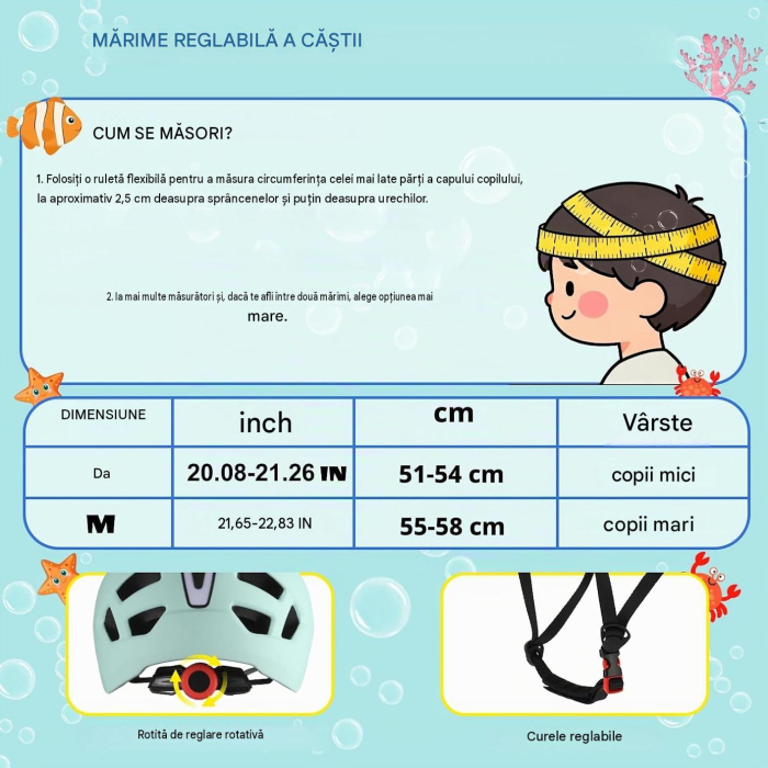 Cască Bicicletă Copii LIRENGUI, LED Spate Reîncărcabil, 19 Ventilații, Reglabilă, M, 51-54 cm [2]