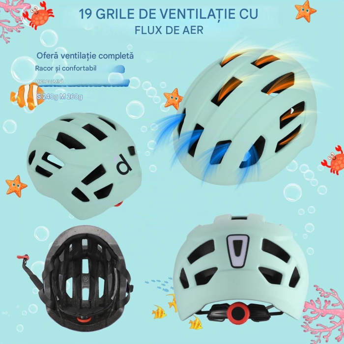 Cască Bicicletă Copii LIRENGUI, LED Spate Reîncărcabil, 19 Ventilații, Reglabilă, M, 51-54 cm [6]