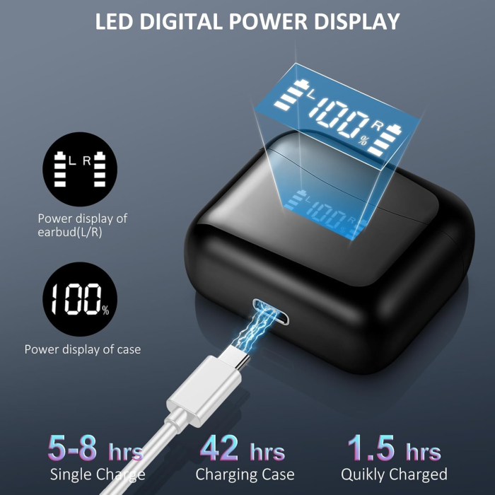 Căști fără fir Bluetooth cu traducător AI, traducere instantanee în 143 de limbi/42 de ore de redare [5]