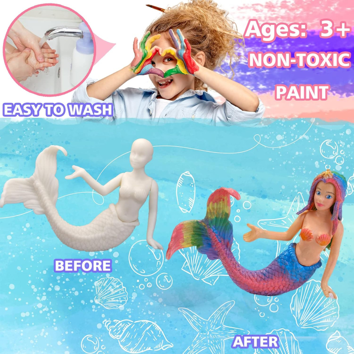 Sirene cu unicorni de pictat, jucarii artizanat, set complet cu accesorii [5]