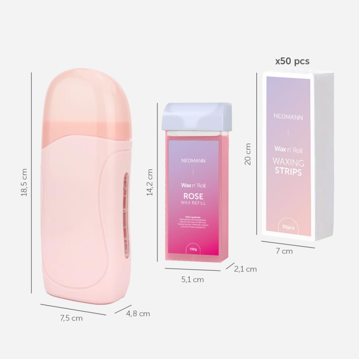 Kit Epilare cu Ceară Roll-On pentru Femei, Încălzitor Ceară cu 2 Rezerve, 50 Benzi Epilatoare și 6 Tratamente Post-Epilare [7]