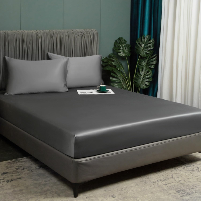 Cearsaf de pat gri, cu fermoar, 180x200 cm + inaltimea bazei 25-30 cm [2]