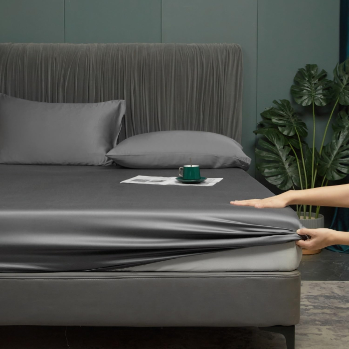 Cearsaf de pat gri, cu fermoar, 180x200 cm + inaltimea bazei 25-30 cm [3]