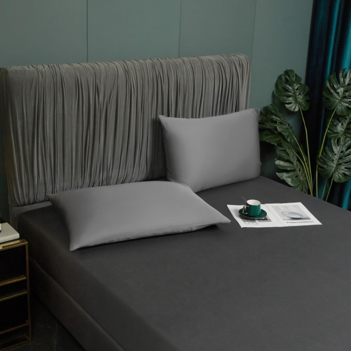 Cearsaf de pat gri, cu fermoar, 180x200 cm + inaltimea bazei 25-30 cm [5]