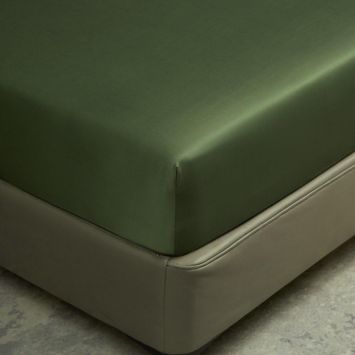 Cearsaf de pat gri, cu elastic, 180x200 cm + inaltimea bazei 25-30 cm, verde [4]