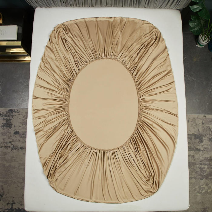 Cearsaf de pat gri, cu elastic, 180x200 cm + inaltimea bazei 25-30 cm, gold/kaki [5]