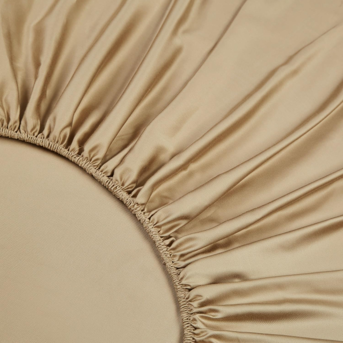 Cearsaf de pat gri, cu elastic, 180x200 cm + inaltimea bazei 25-30 cm, gold/kaki [6]