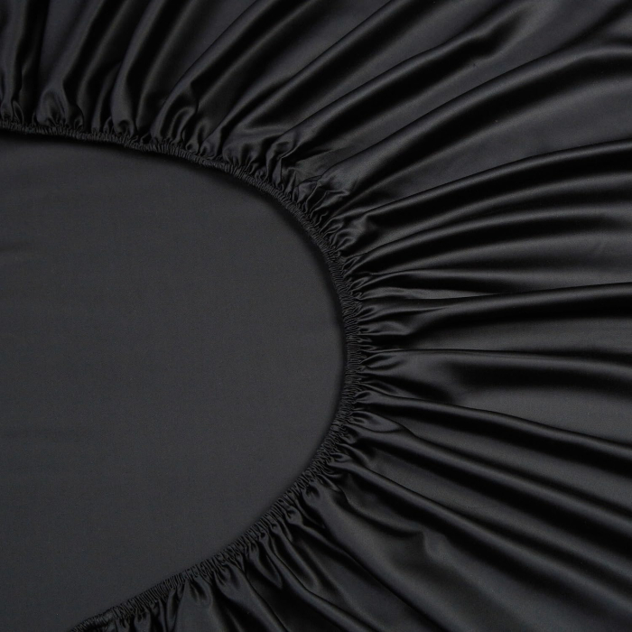 Cearsaf de pat gri, cu elastic, 160x200 cm + inaltimea bazei 25-30 cm, negru [7]