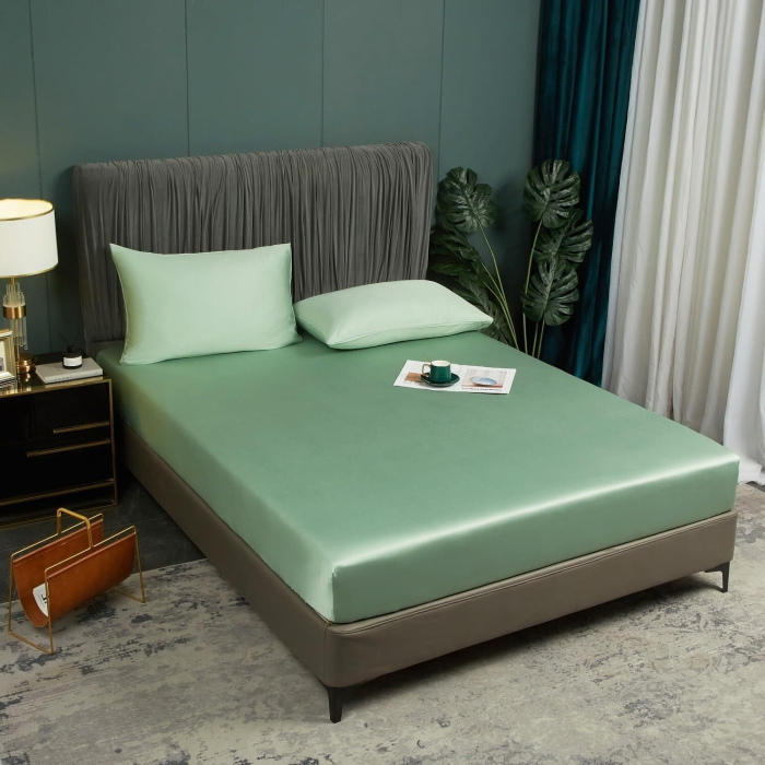 Cearsaf de pat verde, cu fermoar, 140x200 cm + inaltimea bazei 25-30 cm [1]