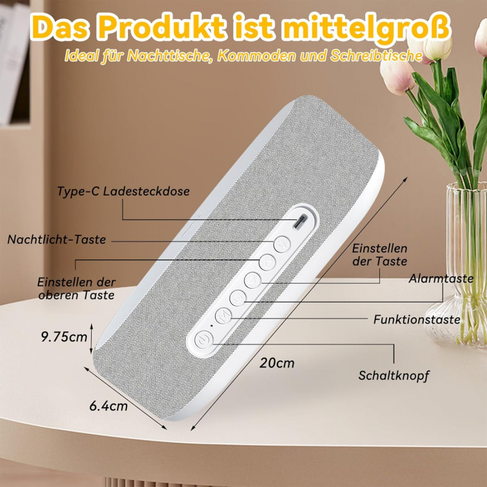 Ceas cu alarmă digital, încărcare fără fir 15W pentru iPhone/Samsung, difuzor Bluetooth, luminozitate reglabilă în 9 culori, afișaj cu temperatură [6]